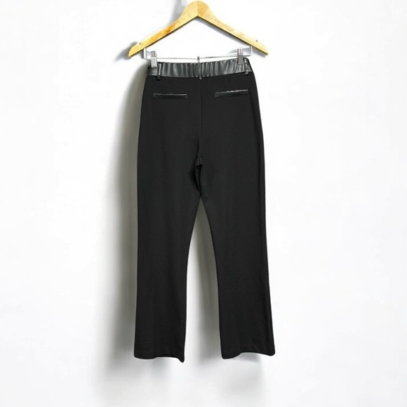 🌻Adrienne Landau Onyx Black Vegan Leather Trim Trouser Pants Rhinestone Size M - Picture 4 of 9